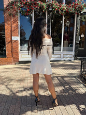 Ralphie Off the Shoulder Cream Knit Sweater Mini Dress - Gwenna The Label