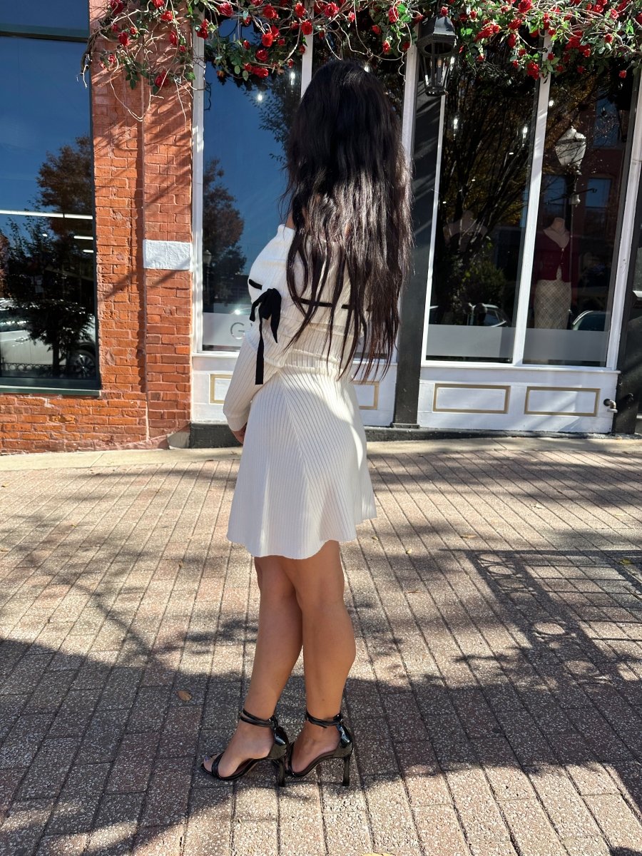 Ralphie Off the Shoulder Cream Knit Sweater Mini Dress - Gwenna The Label