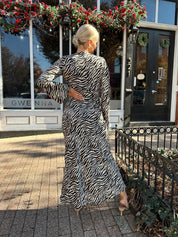 Renley Black and White Long Sleeve Zebra Maxi Dress - Gwenna The Label
