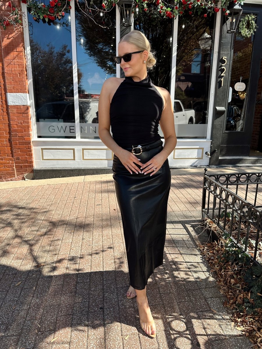 Sadie Black Cowl Neck Halter Top - Gwenna The Label