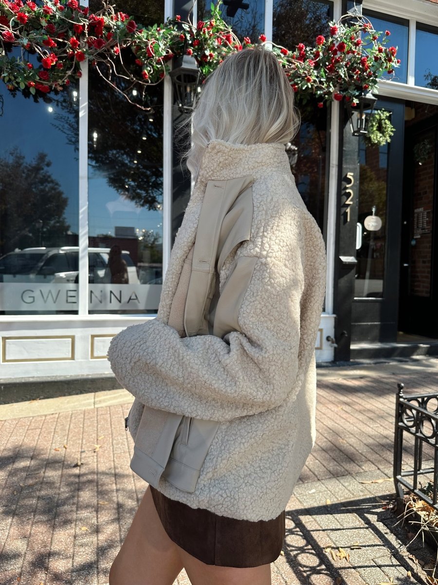 Selene Taupe Fur Lined Leather Jacket - Gwenna The Label