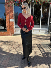 Skye Burgundy Twist Front Long Sleeve Top - Gwenna The Label