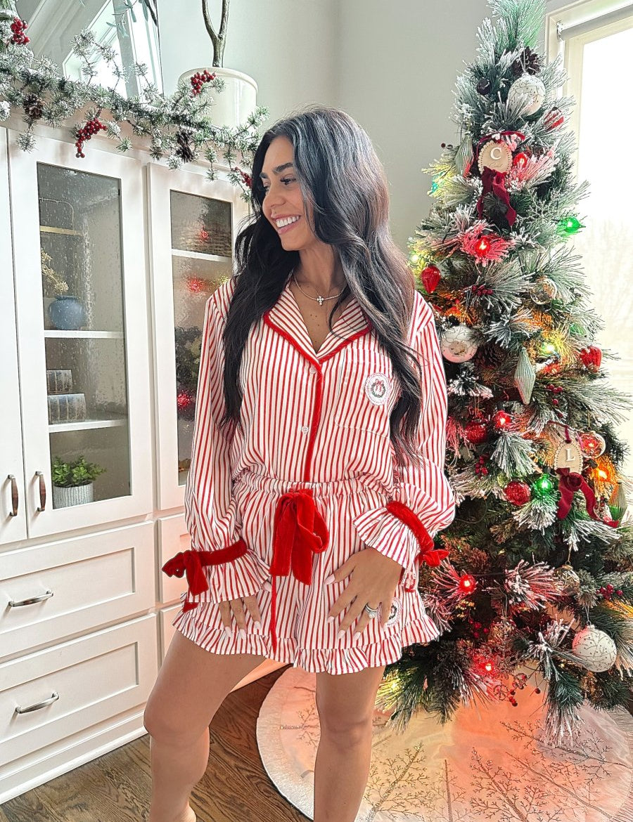 Sleigh Ride Stripe Satin Pajama Satin Set - Gwenna The Label