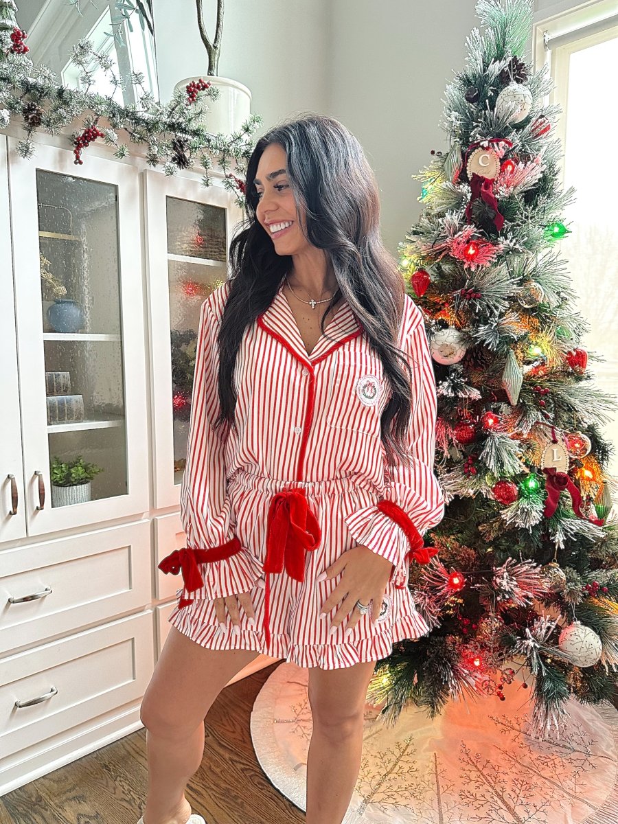 Sleigh Ride Stripe Satin Pajama Satin Set - Gwenna The Label
