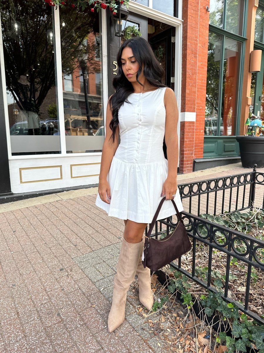 Stasi White Fit To Flare Mini Dress - Gwenna The Label