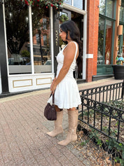 Stasi White Fit To Flare Mini Dress - Gwenna The Label