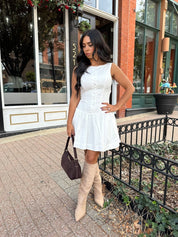 Stasi White Fit To Flare Mini Dress - Gwenna The Label