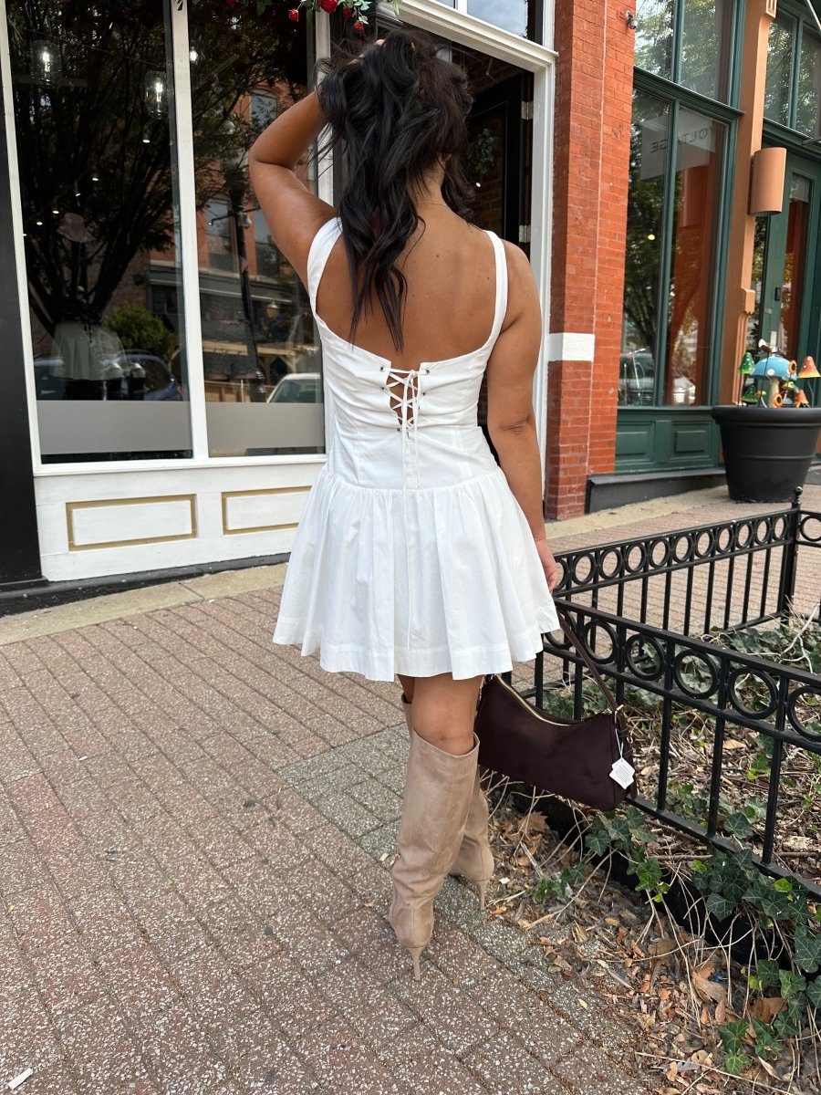 Stasi White Fit To Flare Mini Dress - Gwenna The Label