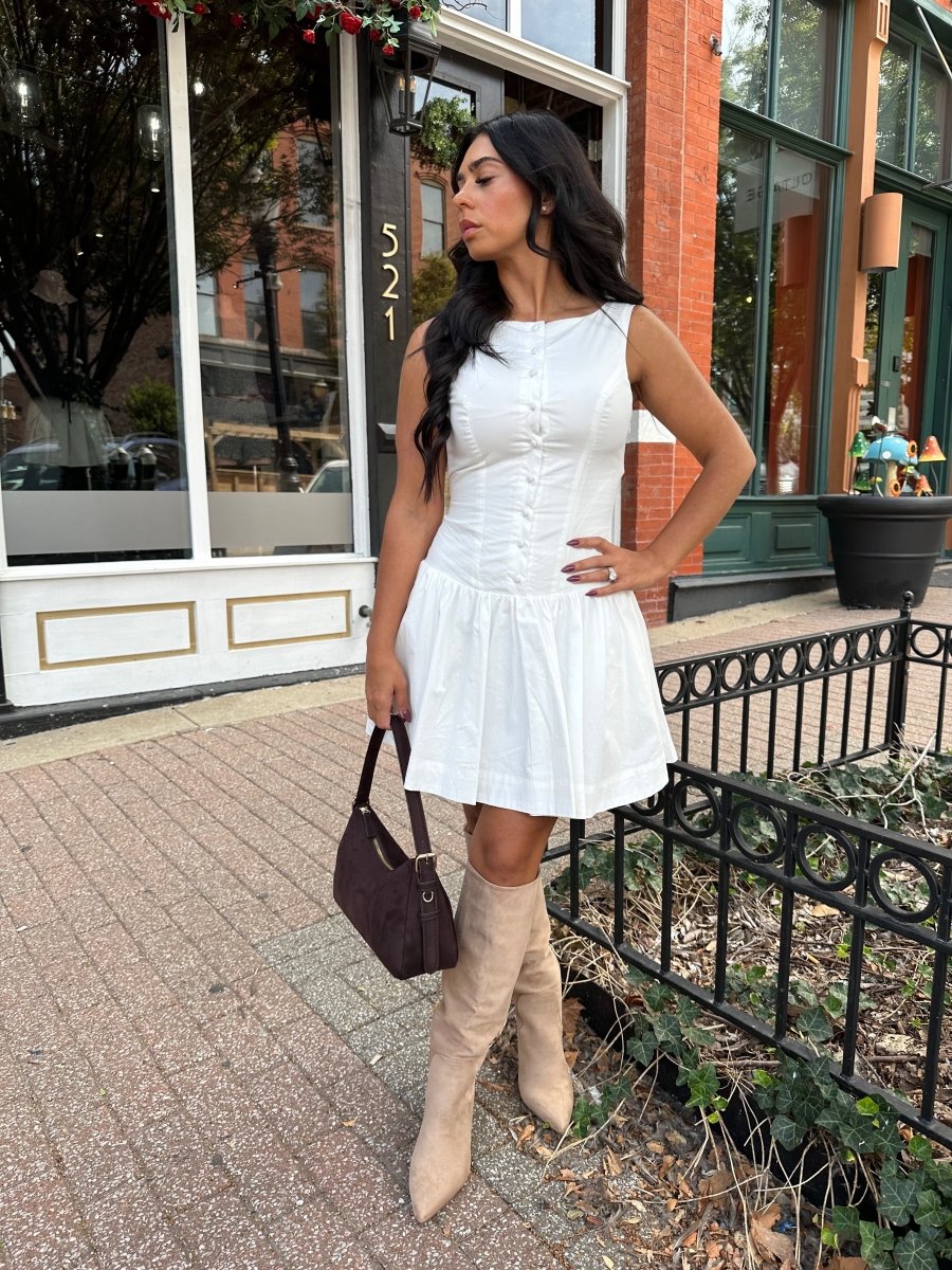 Stasi White Fit To Flare Mini Dress - Gwenna The Label