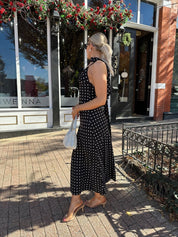 Thea Black and White Polka Dot Maxi Dress - Gwenna The Label
