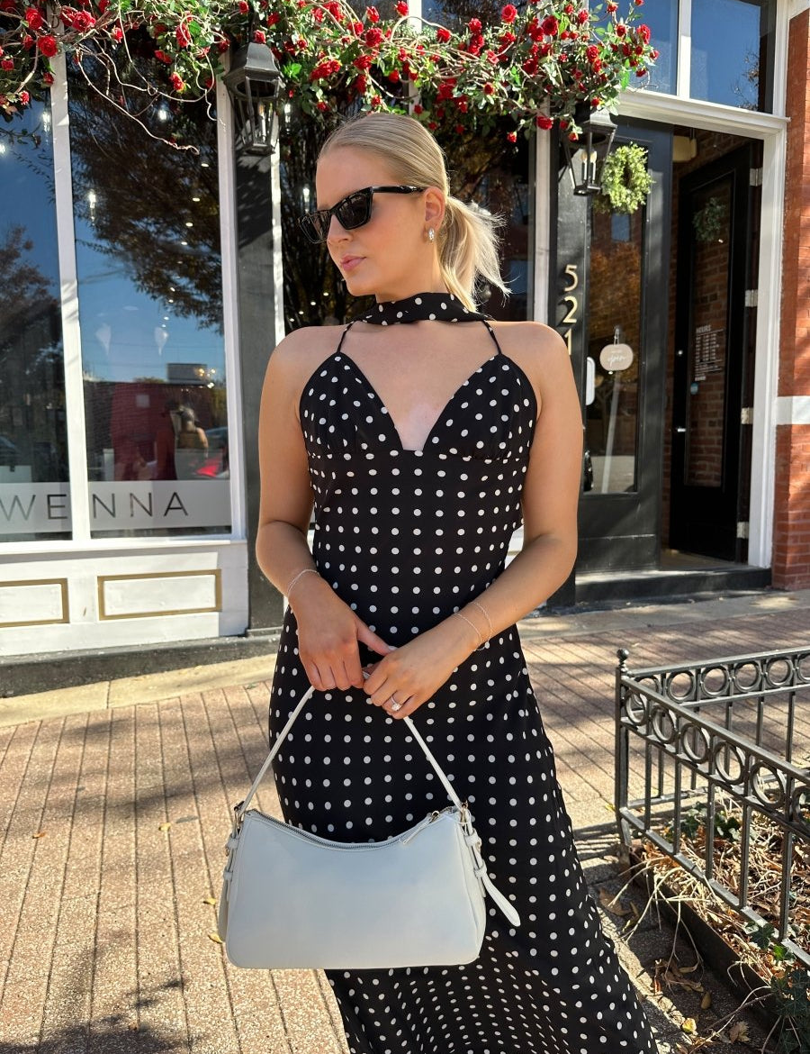 Thea Black and White Polka Dot Maxi Dress - Gwenna The Label