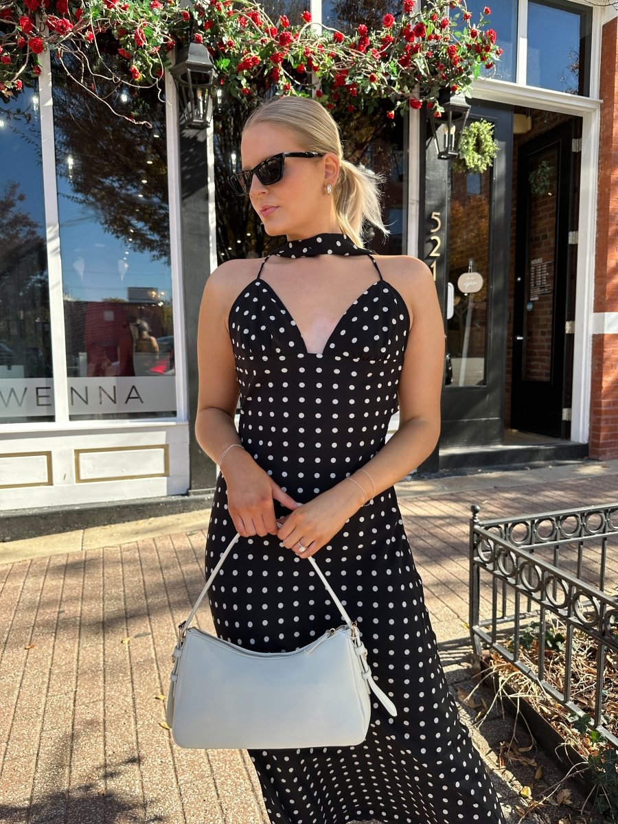 Thea Black and White Polka Dot Maxi Dress - Gwenna The Label