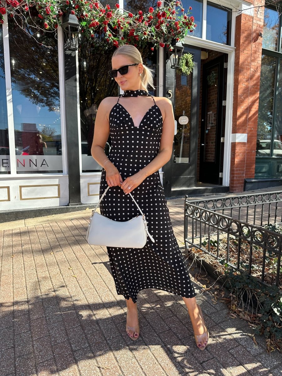 Thea Black and White Polka Dot Maxi Dress - Gwenna The Label