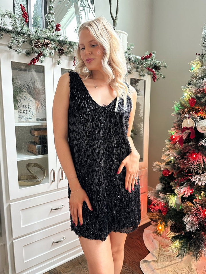 Tia Black Tassel Shift Mini Dress - Gwenna The Label