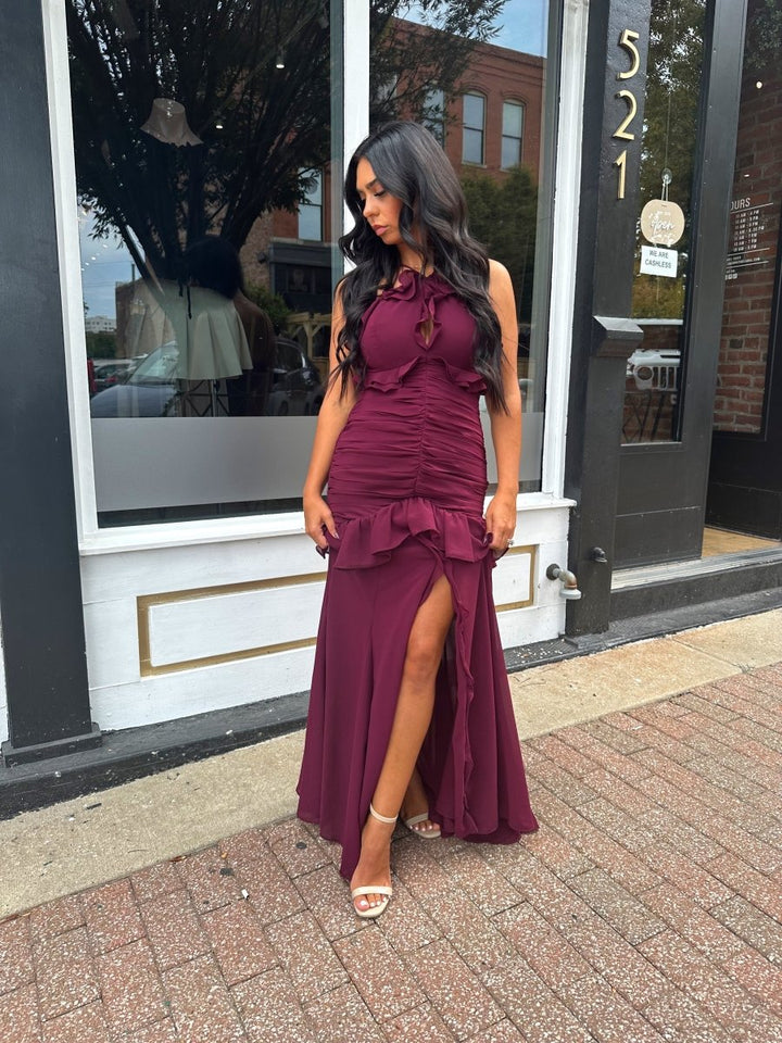 Valeria Ruffled Halter Maxi Dress - Gwenna The Label