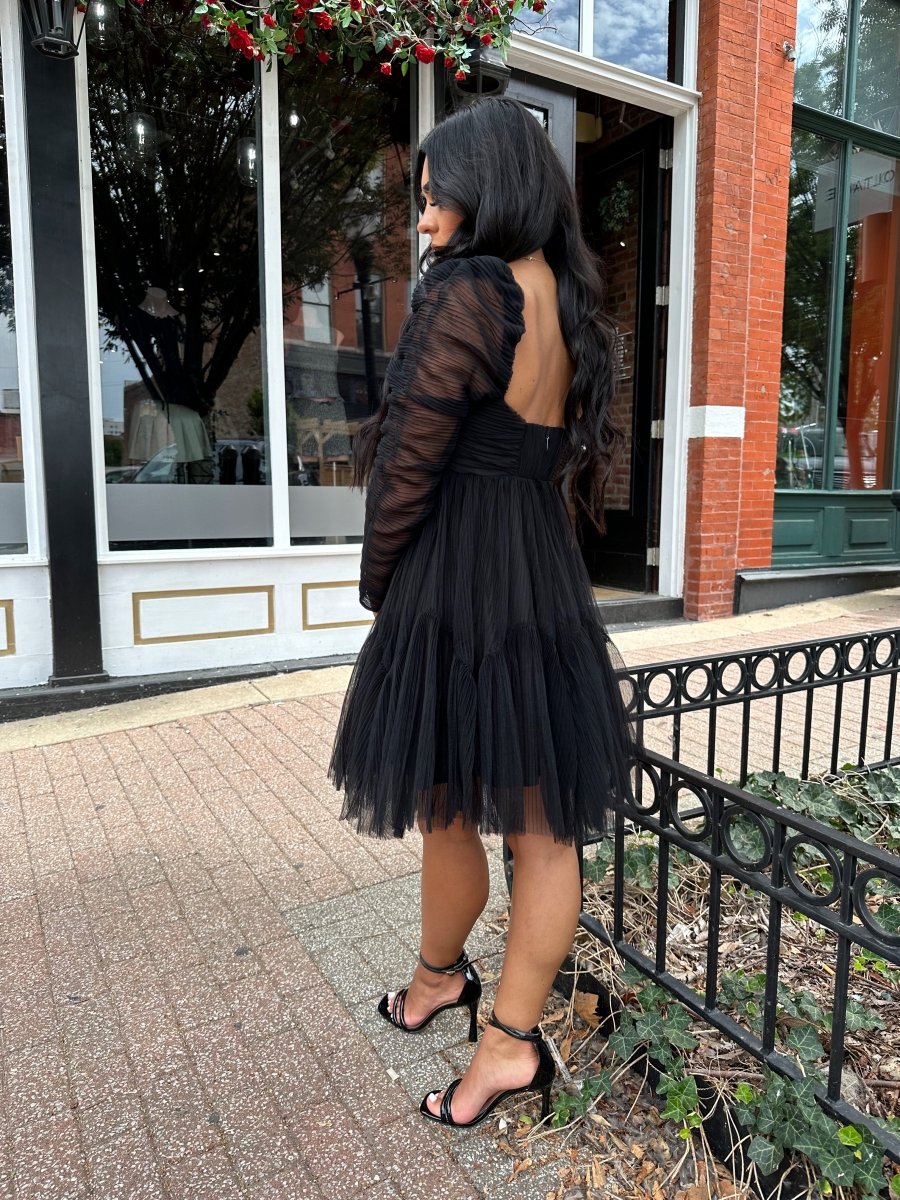 Veronica Fit to Flare Black Mini Dress - Gwenna The Label