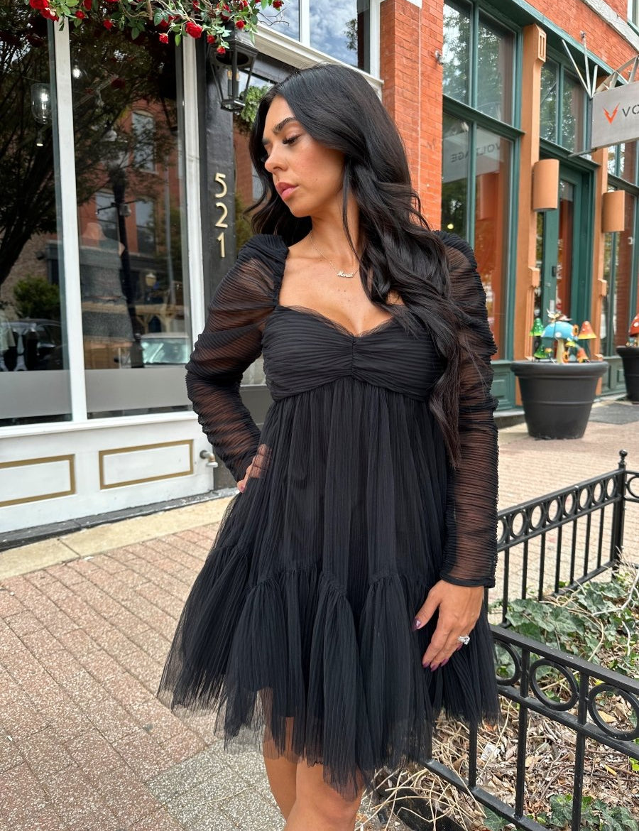 Veronica Fit to Flare Black Mini Dress - Gwenna The Label