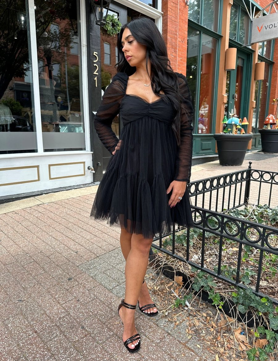 Veronica Fit to Flare Black Mini Dress - Gwenna The Label