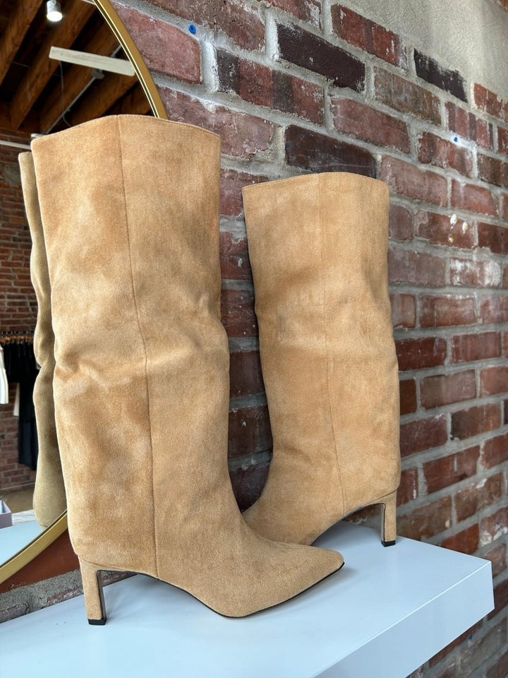 Vivian Camel Suede Knee Boot - Gwenna The Label