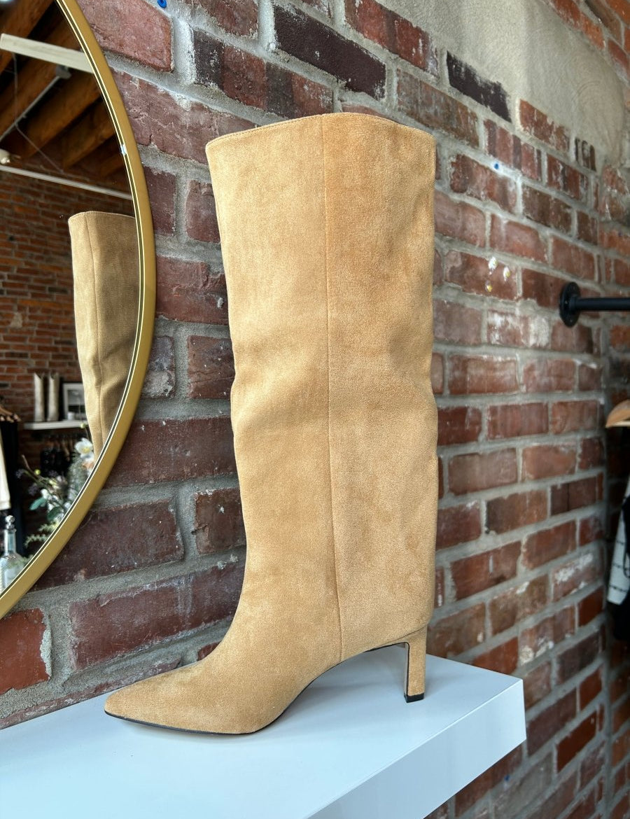 Vivian Camel Suede Knee Boot - Gwenna The Label